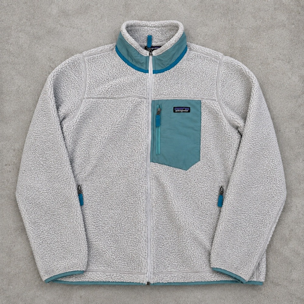 Patagonia Retro X Deep Pile Fleece Full Zip Jacket Gray Teal XL 22801 Vintage